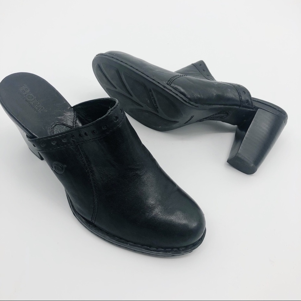 BORN Lella Mule Clog Black Leather Comfort 9